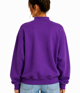 Sweat-shirt oversize à col montant pour femme, personnalisable avec logo, en coton doux, coupe décontractée, streetwear quotidien, pull. - Product Image 5
