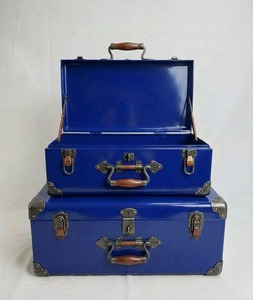 Simple Metal Trunk <b>Box</b> Set Of 2 Perfect For Travel Purpose Portable Storage Chests <b>Clothes</b> And Essentials Organizer Chest - Product Image 6
