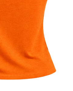 T-shirt femme orange vif à épaules dénudées, manches courtes, coupe ajustée, décontracté, été, en coton doux, personnalisable, fabricant OEM - Product Image 6