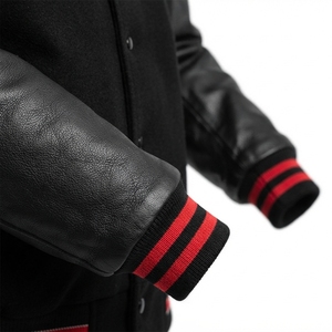 Veste varsity pour homme en laine et polyester, col rond, imperméable, respirante, coupe-vent, fermeture éclair, capuche, vêtements d'extérieur décontractés pour l'automne - Product Image 2