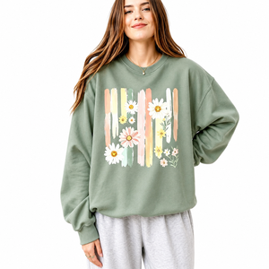 Women's Custom Graphic Crewneck Sweatshirt Oversized Cotton Fleece Drop Shoulder Casual Streetwear Solid Hoodies Made to Order - Product Image 1