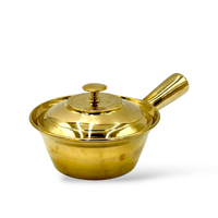 Pot en laiton véritable de 9 pouces, fabriqué à la main, avec poignée en laiton massif, fabrication thaïlandaise, 2,76 kg, léger, pour servir des soupes chaudes