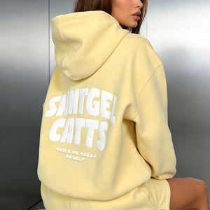 Sudadera con Capucha y Pantalones Cortos Personalizados para Mujer, Térmicos, Gruesos, 500 GSM 350 GSM, de Poliéster/Algodón, con Forro Polar, Bordados, Talla Grande - Product Image 5