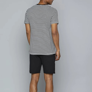Men's Striped Crew Neck T-Shirt Set Black <b>Shorts</b> Casual Summer Knitted Outfit 2026 New Design OEM ODM - Product Image 2