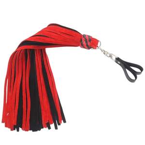 Flogger de Cuero Genuino con Mango Trenzado Decorativo y Correa para la Muñeca - Product Image 1