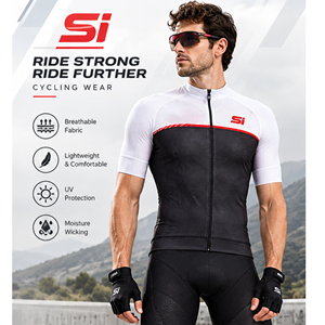 Maillot de Ciclismo para Mujer, Transpirable, ACTIVE STRETCH, con Estampado Digital Personalizado por Sublimación, Manga Corta, Negro, Blanco, Malla - Product Image 5
