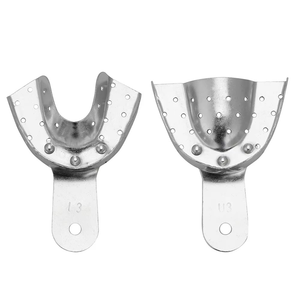 Ensemble de 10 porte-empreintes dentaires Azicon - Acier inoxydable réutilisable, autoclavable, perforé, pour empreintes buccales supérieures et inférieures - Product Image 1