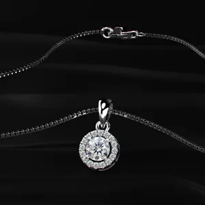 Pendentif élégant en diamant solitaire CVD de laboratoire, taille ronde, clarté VVS-VS, couleur D-E, certifié IGI. - Product Image 5