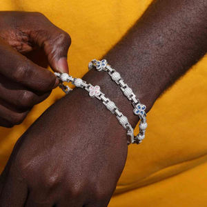 Pulsera de eslabones florales de moissanita, cadena de tenis con incrustaciones de piedras rosas, joyería de lujo para mujer, regalo de hip hop, brillo elegante - Product Image 5