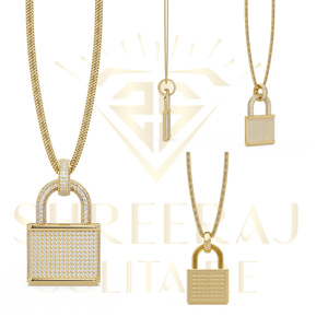 Pass Diamond Tester Stock Third Party Certified Iced Out Hip Hop Gold Plated 925 Silver Moissanite Diamond <b>Lock</b> Pendant <b>Necklace</b> - Product Image 3