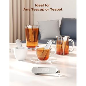 Infuseur à thé 2-en-1 avec cuillère et passoire à mailles fines en acier inoxydable 304 pour tasse individuelle de thé en vrac - Product Image 3