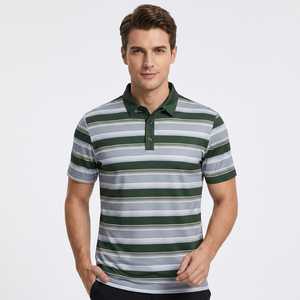 Polo en tricot pour homme, manches courtes, coupe classique, vert, gris, blanc, à motifs, col classique - Product Image 4