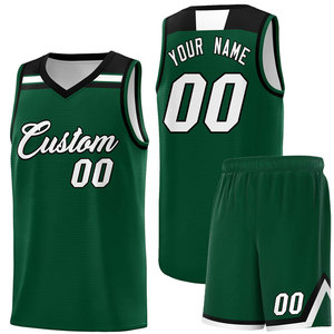 Ensemble de maillots de basket-ball personnalisés blancs et verts, col en V, sans manches, sublimés avec le nom de l'équipe, numéro 00, pour adultes, toutes saisons - Product Image 2