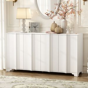 U_STYLE sofisticati accenti lineari intricati della credenza a 4 porte adornavano lussuosi elementi di Design con impiallacciatura di pino multistrato per - Product Image 2
