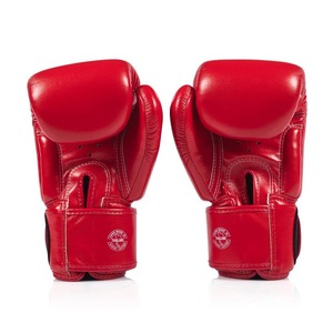 Gants d'entraînement et de sparring personnalisés Fairtex pour le kick-boxing et le Muay Thai, logo personnalisé, cuir véritable rouge, légers, sangle réglable - Product Image 4