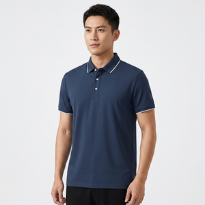 เสื้อเชิ้ตแขนสั้นผู้ชายสำหรับฤดูร้อน สไตล์ลำลองธุรกิจ ระบายอากาศได้ดี ผลิตจากผ้าถักโพลีเอสเตอร์/คอตตอน ลายเรียบ ปักลาย ปิดกระดุม ปกเสื้อพับได้ - Product Image 4