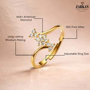Hallmark Silver <b>Dainty</b> Flower Vine Gold Plated Casual <b>Ring</b> - Product Image 5