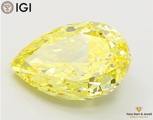เพชร CVD ที่เพาะเลี้ยงในห้องปฏิบัติการ พร้อมใบรับรอง IGI สำหรับแหวนสุดหรู ความใส VS1 สีเหลืองสดใส รูปทรงลูกแพร์ 3.00 กะรัต - Product Image 4