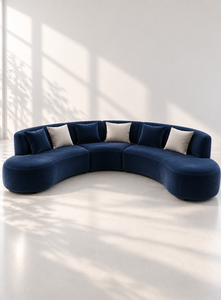 Sofá Curvo Moderno Luna de Emerald Set, Diseño Semicircular con Respaldo Acolchado, Muebles para Sala de Estar, Hotel, Apartamento, Tela Personalizada - Product Image 2
