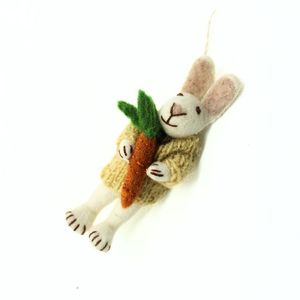 Handmade <b>Wool</b> Bunny Animal Hanging Ornament Carrot Pendant Eco-Friendly Easter Home Decor Supplier - Product Image 5