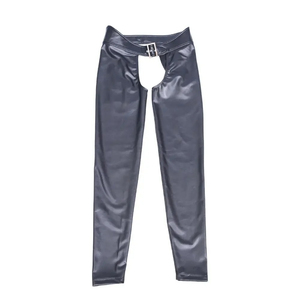 Pantalon droit homme slim fit en similicuir, taille mi-haute, respirant, léger, toucher doux, braguette zippée, mode décontractée, style urbain - Product Image 3