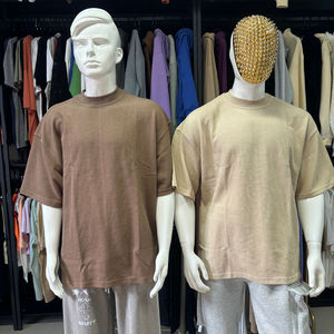 T-shirt en coton gaufré personnalisé, nouveau tissu gaufré 260 g/m², poids lourd, manches courtes, coupe ample, pour homme - Product Image 6