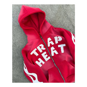 ชุดวอร์ม 480 GSM ผ้าฝ้าย 100% เนื้อหนา ระบายอากาศได้ดี โลโก้แบบดิสเทรส OME ชุดฮู้ดดี้และกางเกงขายาวสีพื้น - Product Image 2