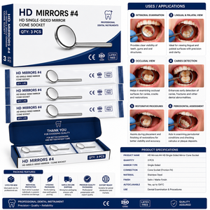 HD #4 Single-Sided Dental Mirror Cone Socket Set (QTY: 3) ZETOMED PRO - Product Image 3