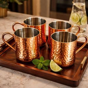 Mug à bière en cuivre pur fait main avec poignée en laiton, vaisselle à cocktail Moscow Mule, mug à café vintage en cuivre, article cadeau - Product Image 6