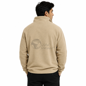 Nouveau sweat à capuche en polaire épaisse avec broderie de logo personnalisé, fermeture éclair 1/4, col montant, tricoté ample pour l'hiver, unisexe - Product Image 4