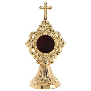 Relicario Religioso de Latón Excelente con Acabado Dorado, Diseño Ornamentado con Cruz, Estilo Tradicional, Metal de Alta Calidad, Regalos Religiosos - Product Image 1