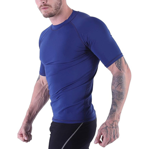 Custom Logo High Quality 100% Cotton Quick Dry Breathable Rash Guard Wholesale Plain Jiu Jitsu Fitness <b>Swim</b> <b>Shirts</b> Short Men - Product Image 5