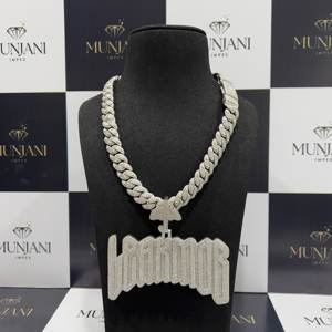 Collar con Colgante de Moissanita VVS, Chapado en Oro, Diseño Único con Eslabones Personalizados, Cadenas Hip Hop, Collares de Moda para Fiestas - Product Image 4