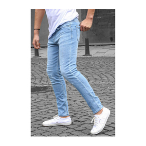 Jean en denim coupe droite pour homme, nouveau design de haute qualité, style hip-hop, avec boutons et rivets, finition délavée, disponible en plusieurs coloris pour l'été - Product Image 2