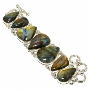 Pulsera de Labradorita Natural, Pulsera Chapada en Plata de Ley 925, Joyería Hecha a Mano - Product Image 3