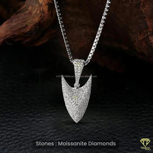 จี้รูปลูกศรประดับเพชรโมอิสซาไนต์บนสร้อยเงินแท้ 925 สไตล์ฮิปฮอป - Product Image 4