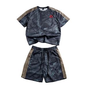 Haute qualité 100% coton lourd respirant deux pièces hommes surdimensionné t-shirt et short ensemble grande taille personnalisable - Product Image 1