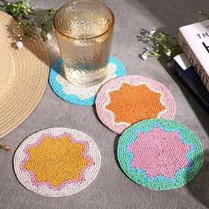 Handmade beaded <b>coaster</b> <b>set</b> for dining table home decor stylish reusable table accessory for tea coffee mugs glasses and gifting - Product Image 4