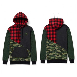 Sudadera con Capucha Unisex NEXTEX, Diseño de Bloques de Color en Rojo, Cuadros de Búfalo y Camuflaje, Sudadera de Felpa Suave de Algodón - Product Image 6