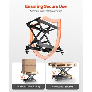 Plate-forme élévatrice électrique simple à ciseaux de 28 pouces avec 4 roues, ascenseurs de voiture de 330 lb - Product Image 6