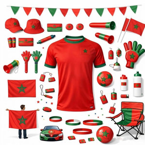 Kit completo de aficionado al fútbol con camiseta, gorra, bufanda, bandera y accesorios para aficionados leales y orgullo del equipo - Product Image 1