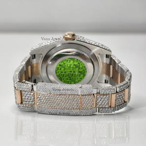 Reloj de Lujo para Hombre, Estilo Hip Hop, de Acero Inoxidable con Moissanita de Dos Tonos, Diamantes, Análogo Automático, con Números Romanos - Product Image 3