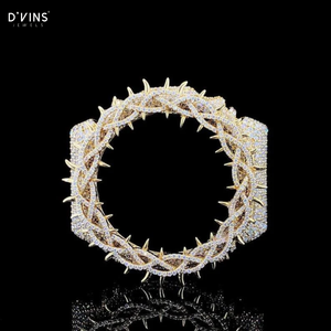 D'vins Iced Spiked Gold <b>Watch</b> <b>Case</b> Recycled Materials Customized Color Moissanite Bezel Octagon Silver Handmade <b>Watch</b> Mod Kit - Product Image 1
