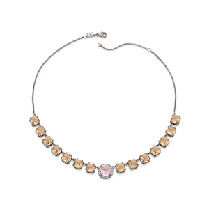 <b>Silver</b> Plated <b>Choker</b> Necklace With Cushion Cut Cubic Zirconia Stones Geometric Design For Women's Party Jewelry - Product Image 1