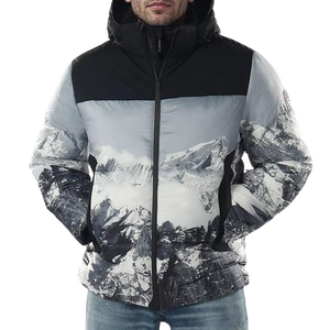DENEZE SPORTS Blouson d'hiver matelassé à capuche pour homme, coupe-vent, imprimé camouflage numérique, fermeture éclair, manteau épais pour la montagne - Product Image 1