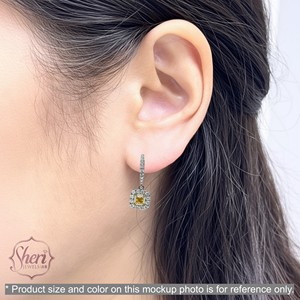 [Sheri Jewels] Pendientes de Diamantes Amarillos Naturales con Halo de Oro Blanco y Amarillo Sólido de 18K, Color Amarillo Elegante, para Mujer - Product Image 4