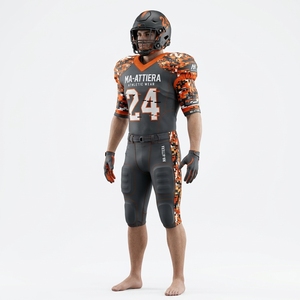 Custom Men's Charcoal Orange American Football Uniform <b>Padded</b> Jersey <b>Pants</b> Set Sports Team Apparel - Product Image 1