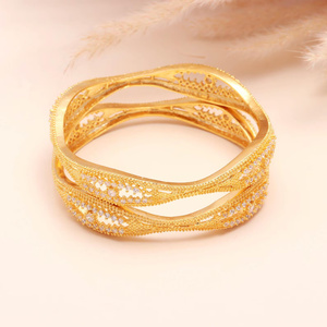 Brazalete de Zirconia Estilo Real con Diamantes Americanos, Chapado en Oro de 22K, Joyería Festiva para Bodas para Mujer - Product Image 2