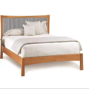 Handcrafted Mission Style Wooden Bed | Warm <b>Oak</b> Finish Queen Bed Frame with Tapered Legs - Product Image 1