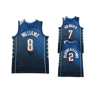 Maillot de basket-ball unisexe personnalisé imprimé OKC bleu marine en tissu mesh respirant sans manches col en V pour l'été – Uniforme d'équipe - Product Image 3